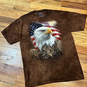 The Mountain Eagle American Flag Tee T-shirt S/S Crew Men's Size XLarge Brown